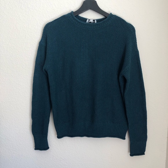 NWT Jessica Simspon Ladies' Woven Knit Roll Neck Sweater Small Teal - Picture 6 of 12